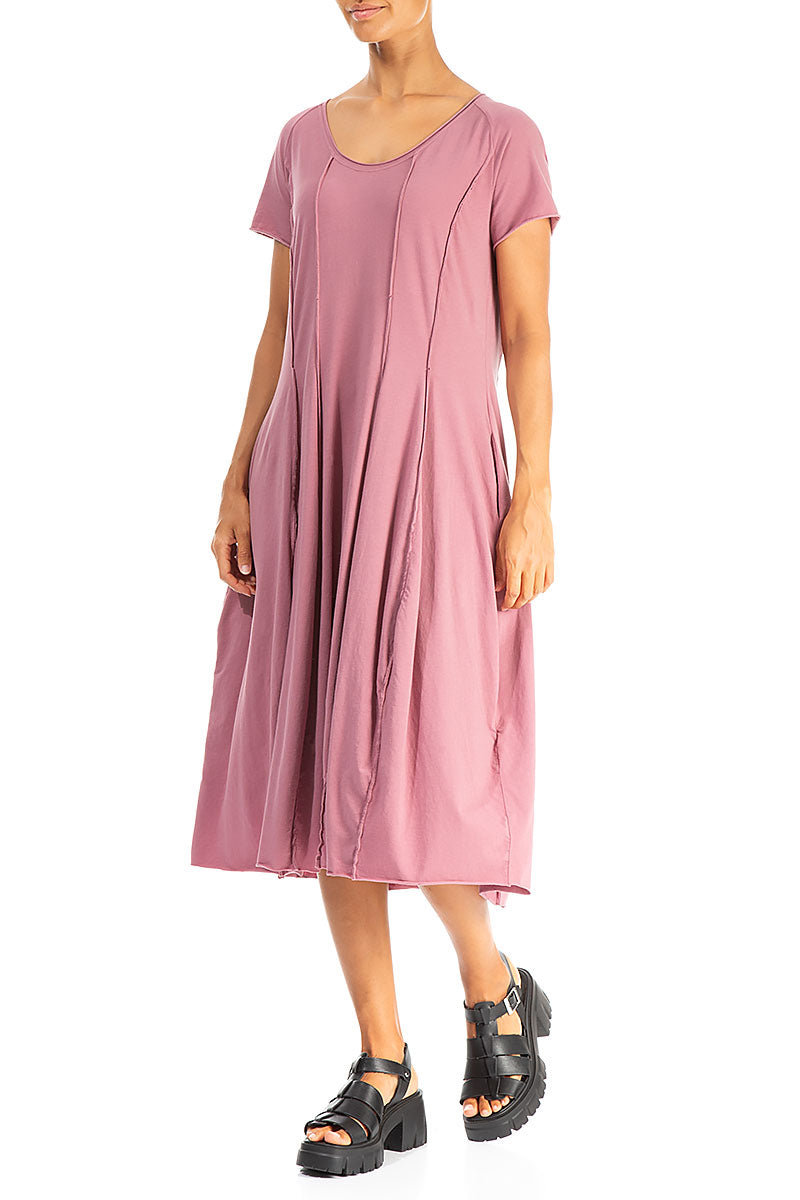 Exposed Seams Mauve Taupe Cotton Dress 4