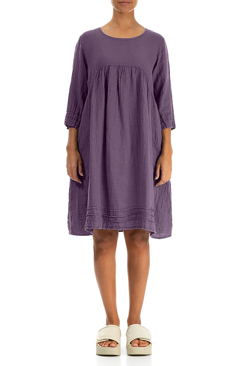 Flared Amethyst Crêpe Linen Dress 1