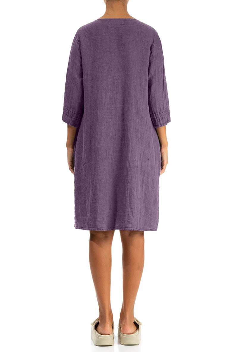 Flared Amethyst Crêpe Linen Dress 2