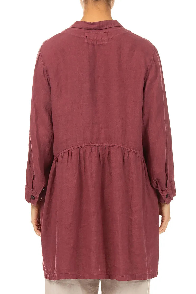 Flared Antique Ruby Linen Blouse 2