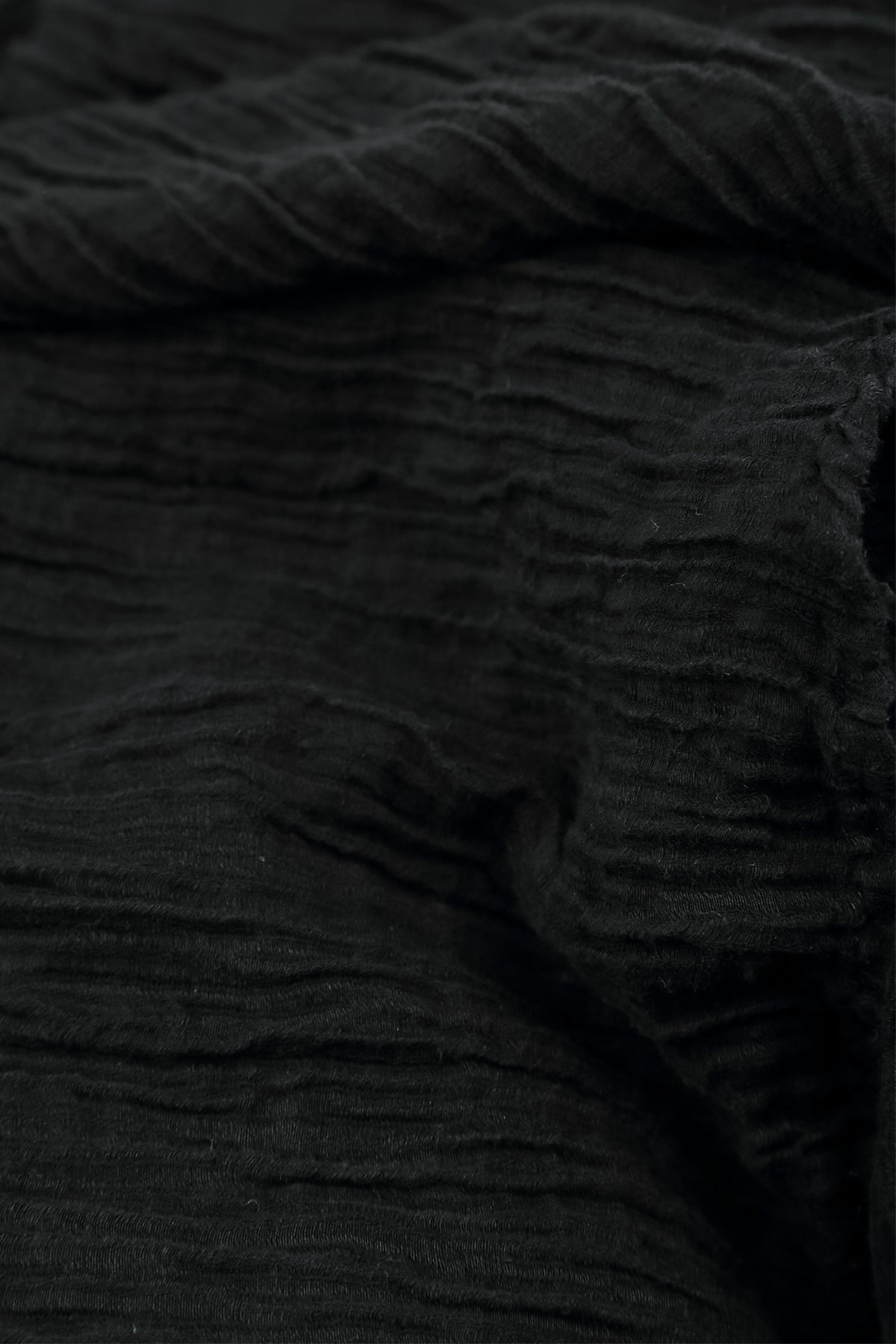 Flared Balloon Crinkled Black Silk Dress 5