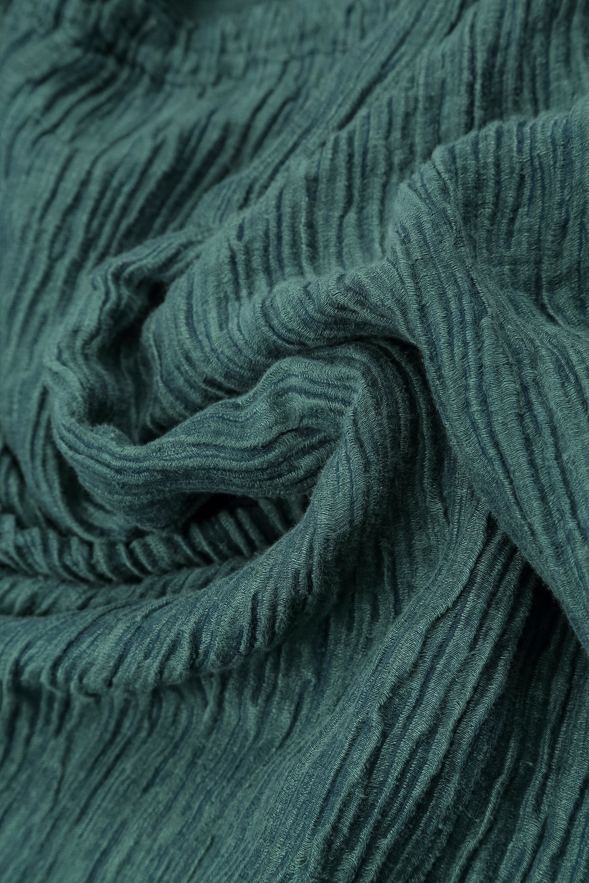 Flared Balloon Crinkled Deep Turquoise Silk Dress 5