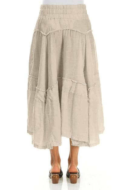 Flared Beige Crêpe Linen Skirt 2