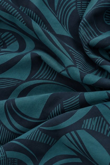 Flared Boxy Deep Turquoise Orbit Cotton Dress