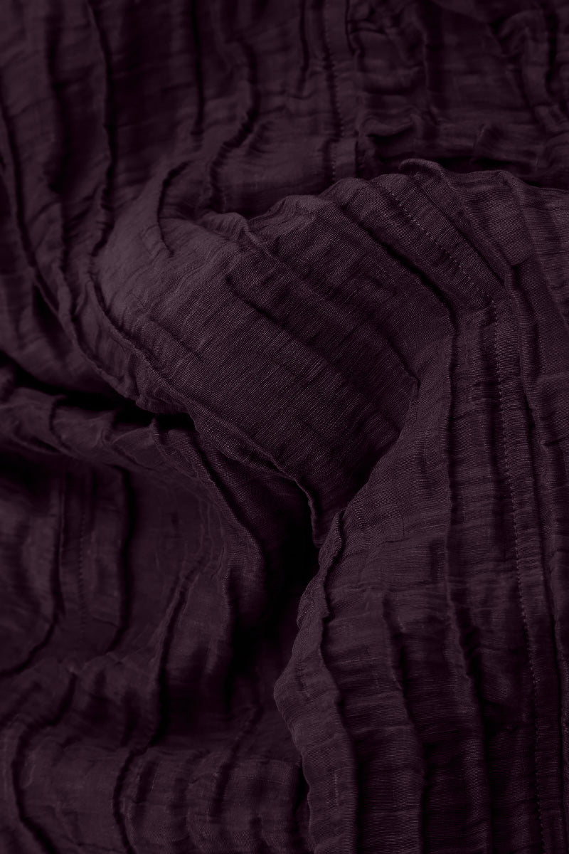 Flared Crinkled Deep Plum Silk Linen Shirt 5