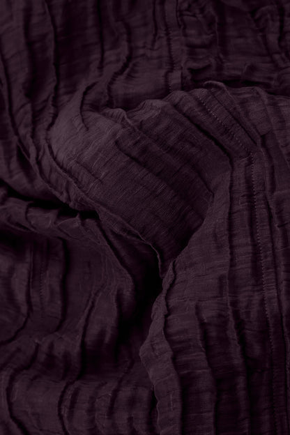 Flared Crinkled Deep Plum Silk Linen Shirt 5