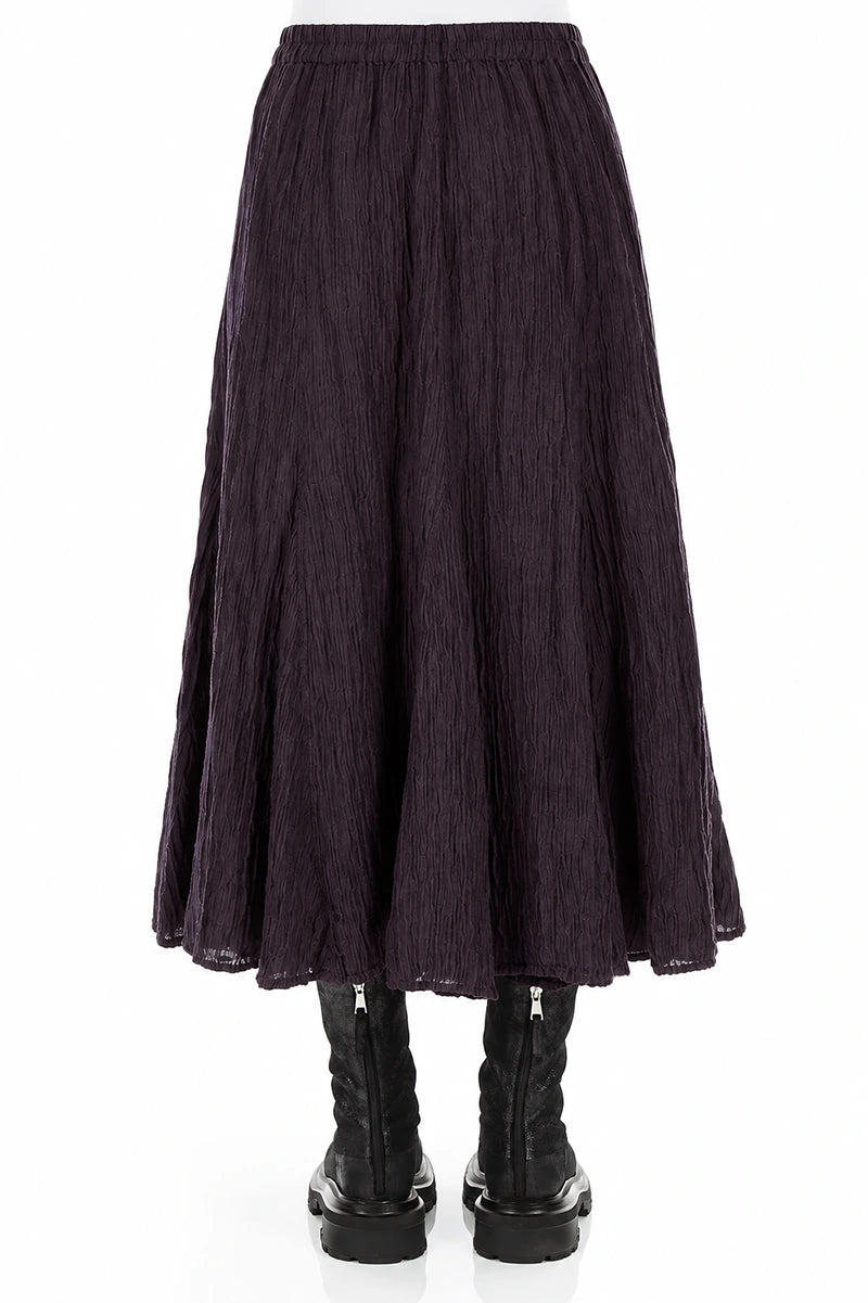 Flared Deep Plum Crinkled Silk Skirt 2