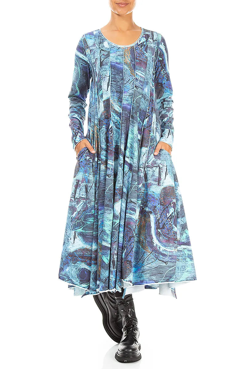 Flared Maxi Blue Reverie Cotton Dress 5