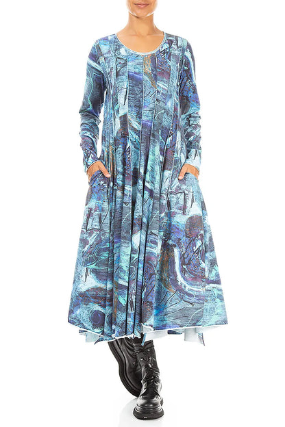 Flared Maxi Blue Reverie Cotton Dress 5