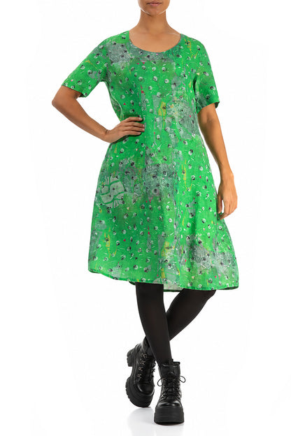 Flared Midi Meadow Linen Dress 4