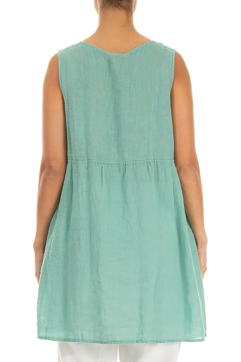Flared Mint Gauze Linen Top 2