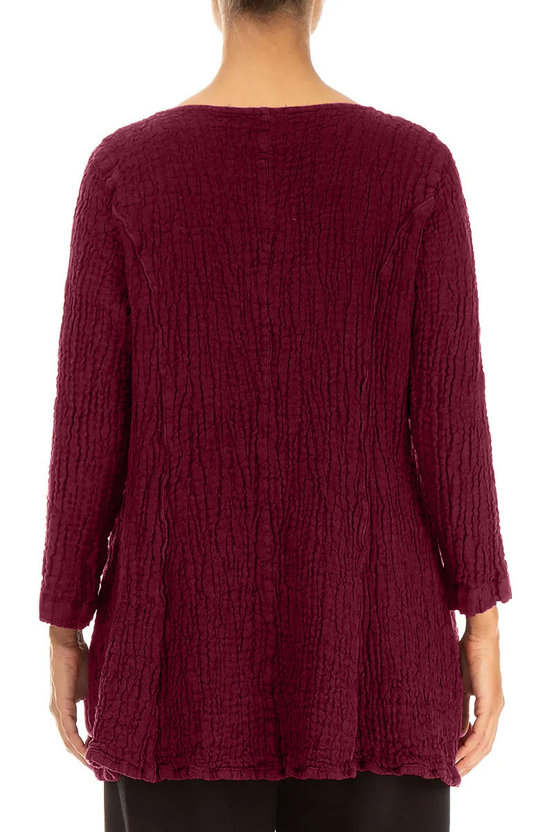 Flared Ruby Textured Linen Tunic