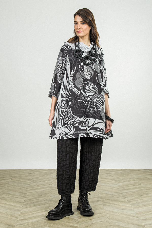 Flared Textured Orbit Silk Linen Tunic 1