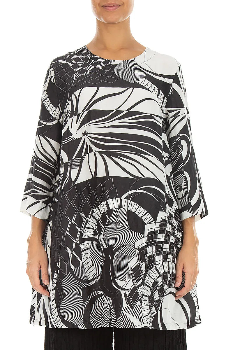 Flared Textured Orbit Silk Linen Tunic 2