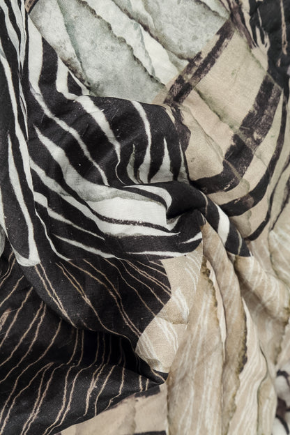 Flared Textured Wild Ink Silk Linen Tunic