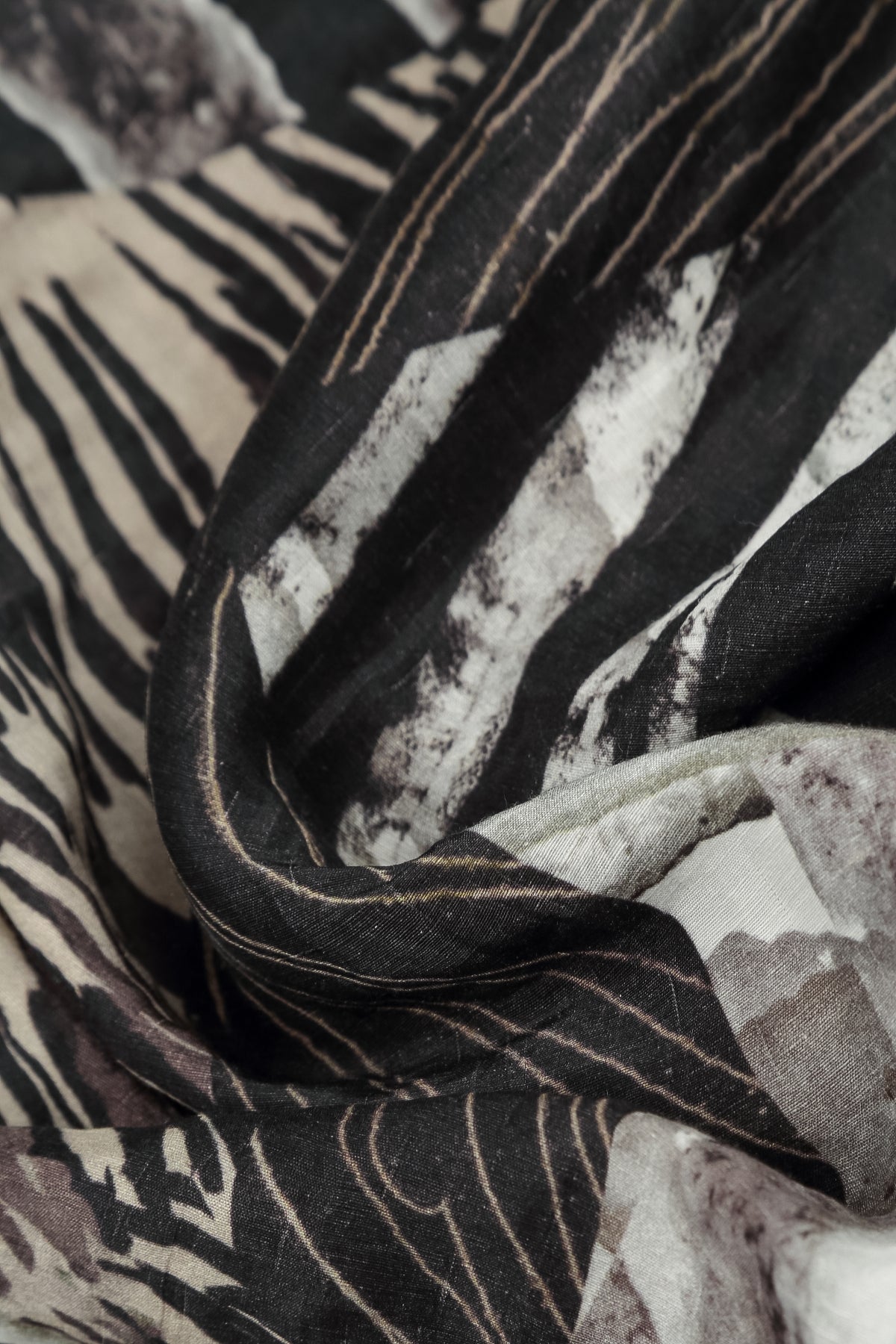 Flared Textured Wild Ink Silk Linen Tunic