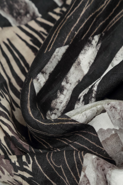 Flared Textured Wild Ink Silk Linen Tunic