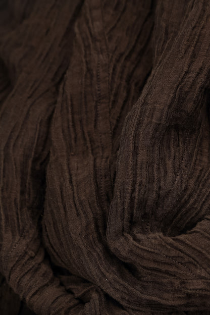 Flared Truffle Brown Crinkled Silk Skirt 5