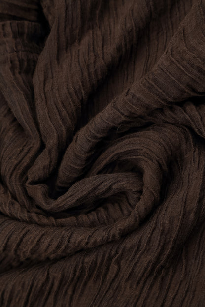 Flared Truffle Brown Crinkled Silk Skirt 4