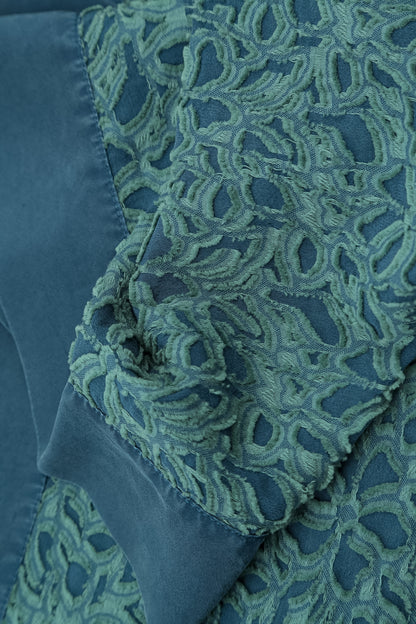 Floral Deep Turquoise Silk Chiffon Scarf 4