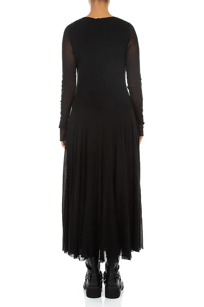 Flowing Black Mesh Soft Cotton Dress 2