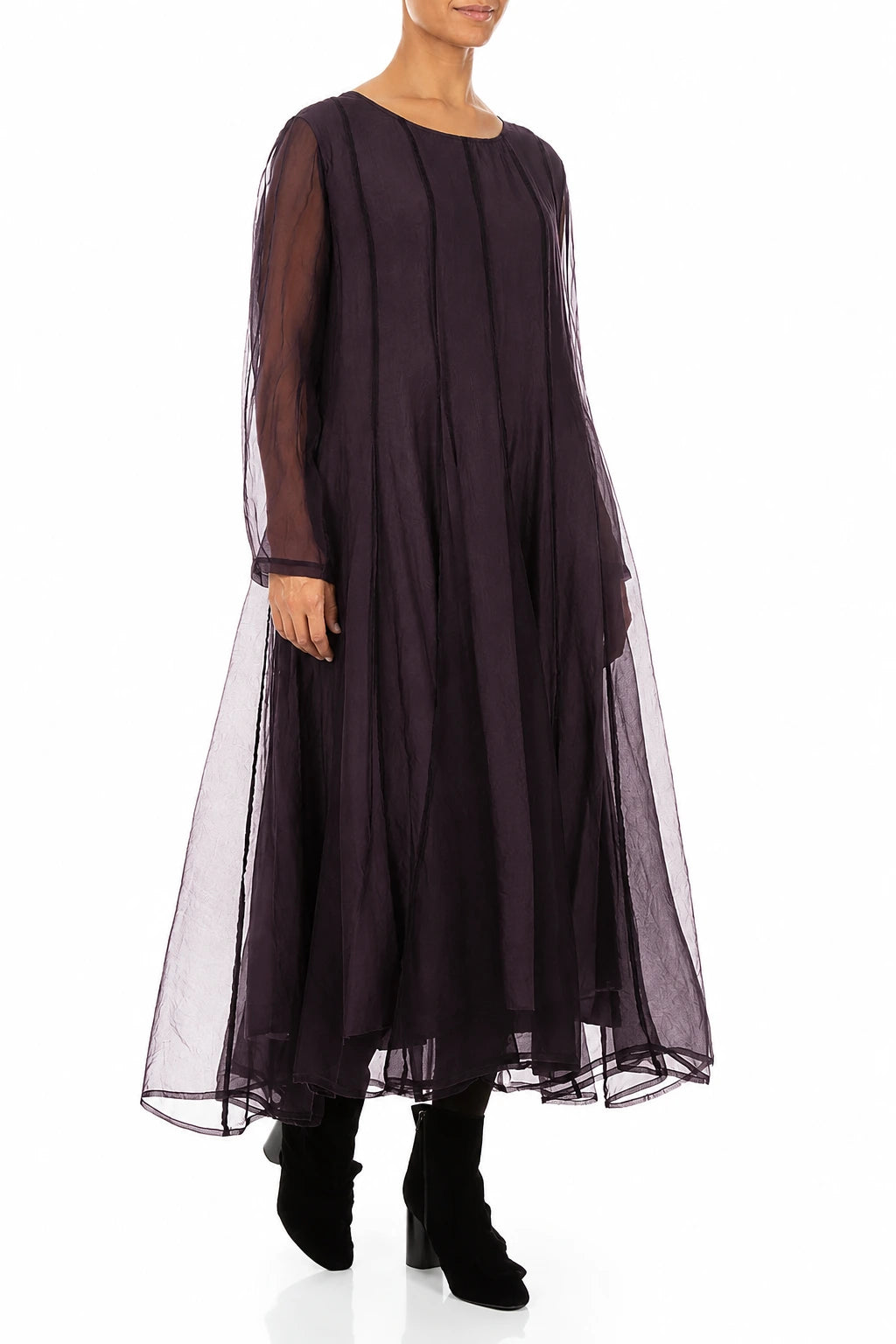 Flowing Deep Plum Silk Chiffon Dress 4