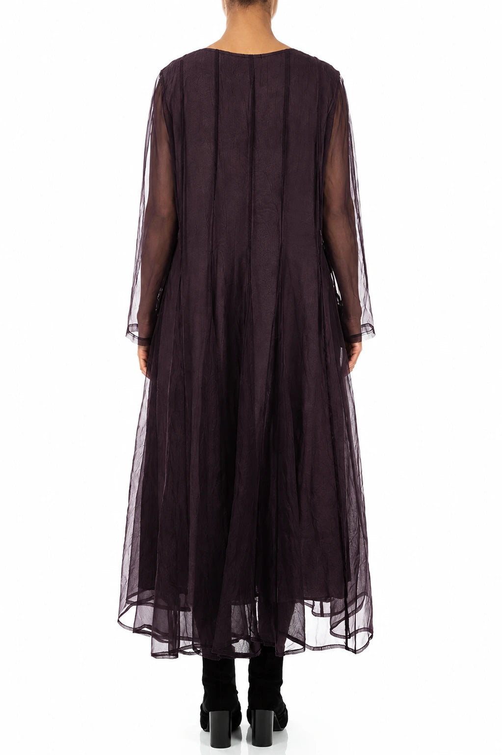 Flowing Deep Plum Silk Chiffon Dress 3