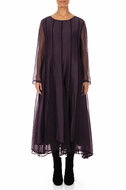 Flowing Deep Plum Silk Chiffon Dress 2