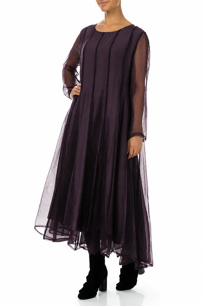 Flowing Deep Plum Silk Chiffon Dress 5