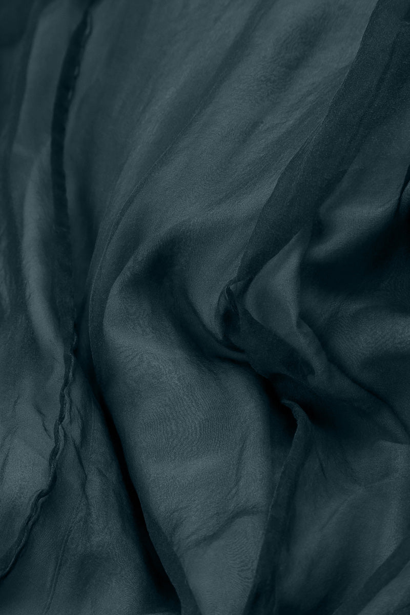 Robe fluide en mousseline de Soie Turquoise profond