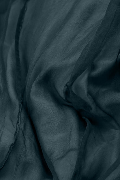 Robe fluide en mousseline de Soie Turquoise profond