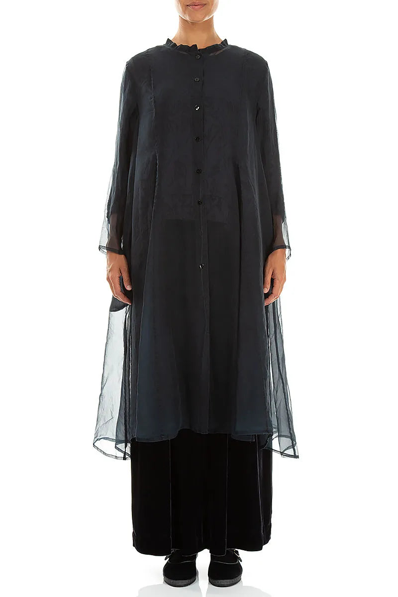 Flowing Deep Turquoise Silk Chiffon Jacket 1