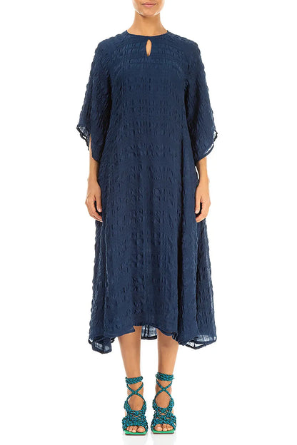 Flowing Navy Layered Silk Dress 1