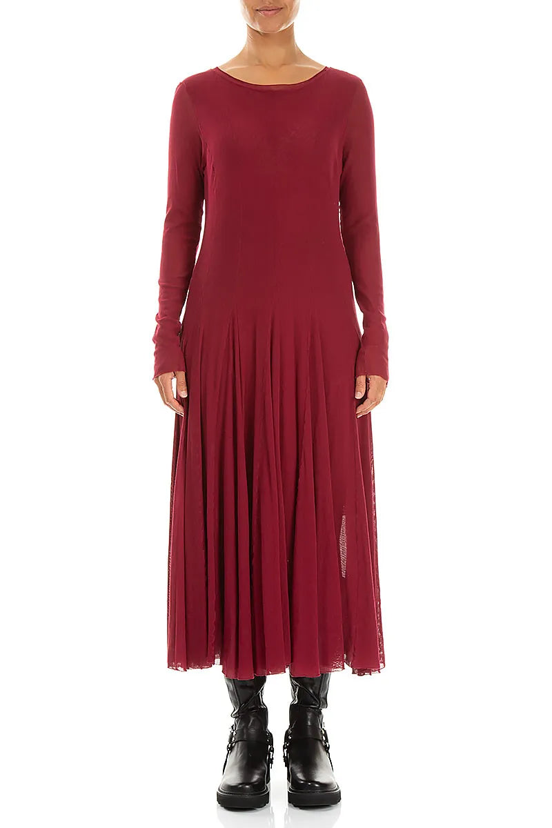 Flowing Ruby Mesh Soft Cotton Dress 1