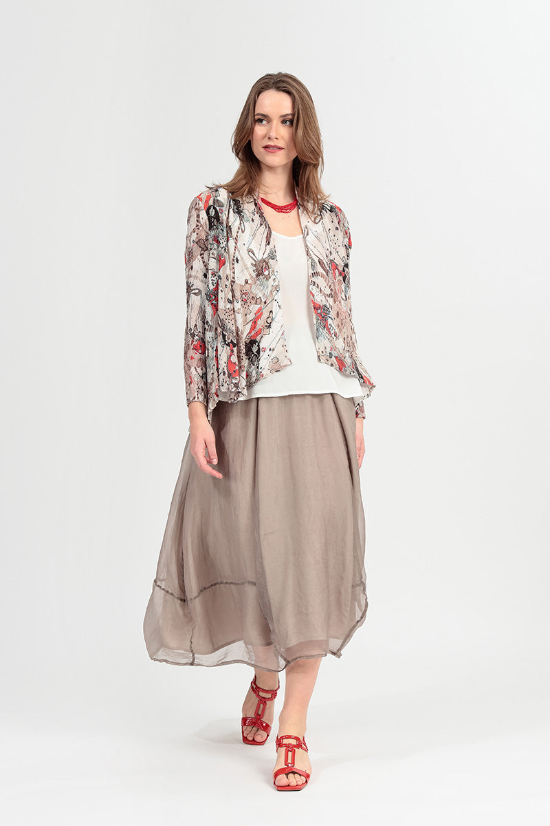 Fluid Beige Silk Chiffon Skirt 6