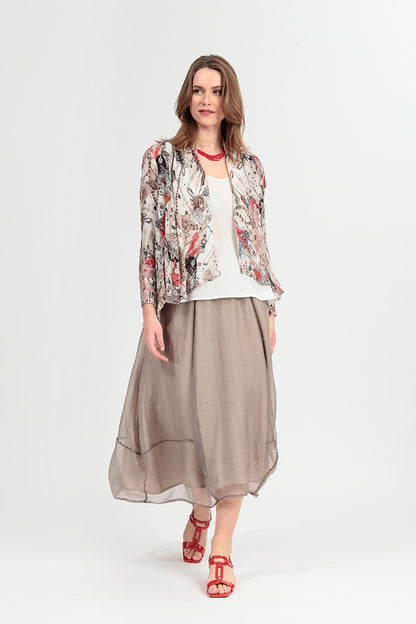 Fluid Beige Silk Chiffon Skirt 6