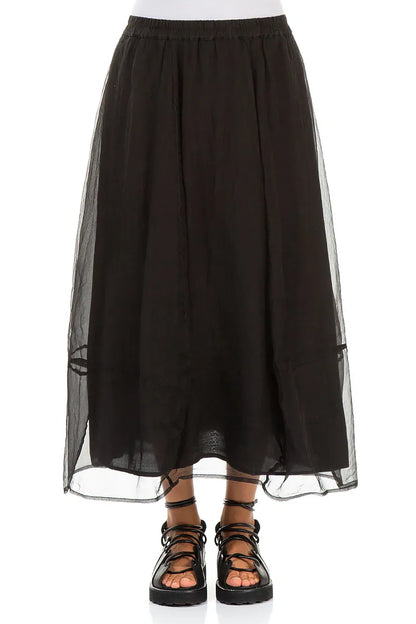 Fluid Black Silk Chiffon Skirt 1