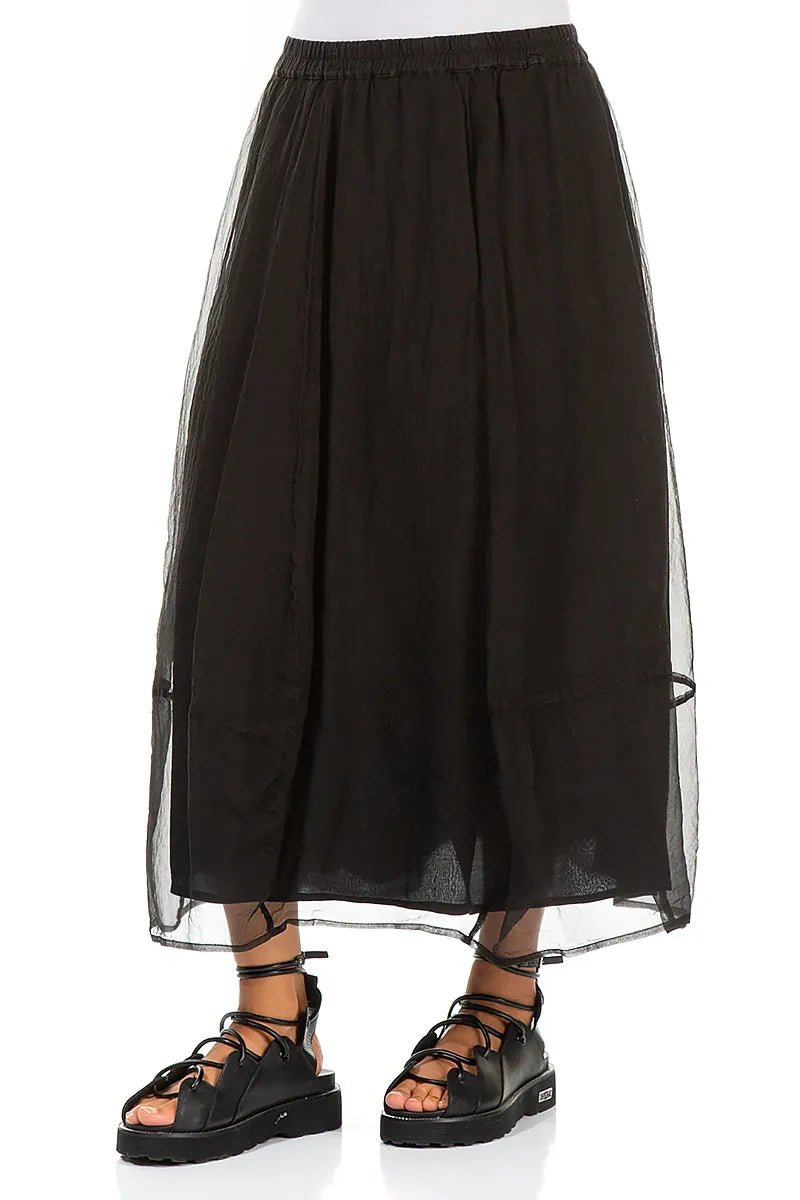 Fluid Black Silk Chiffon Skirt 3