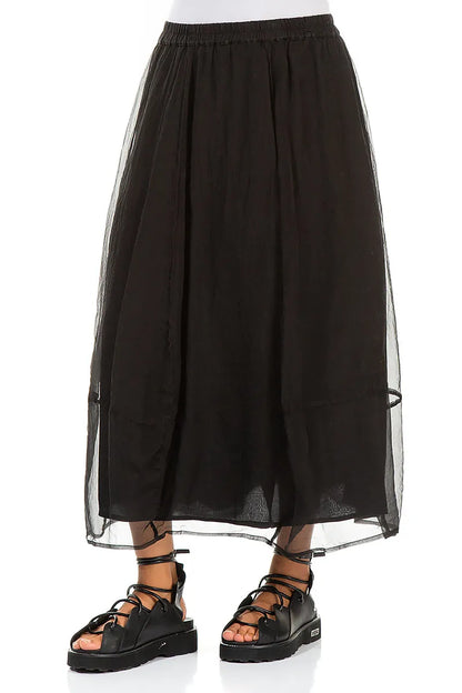 Fluid Black Silk Chiffon Skirt 3