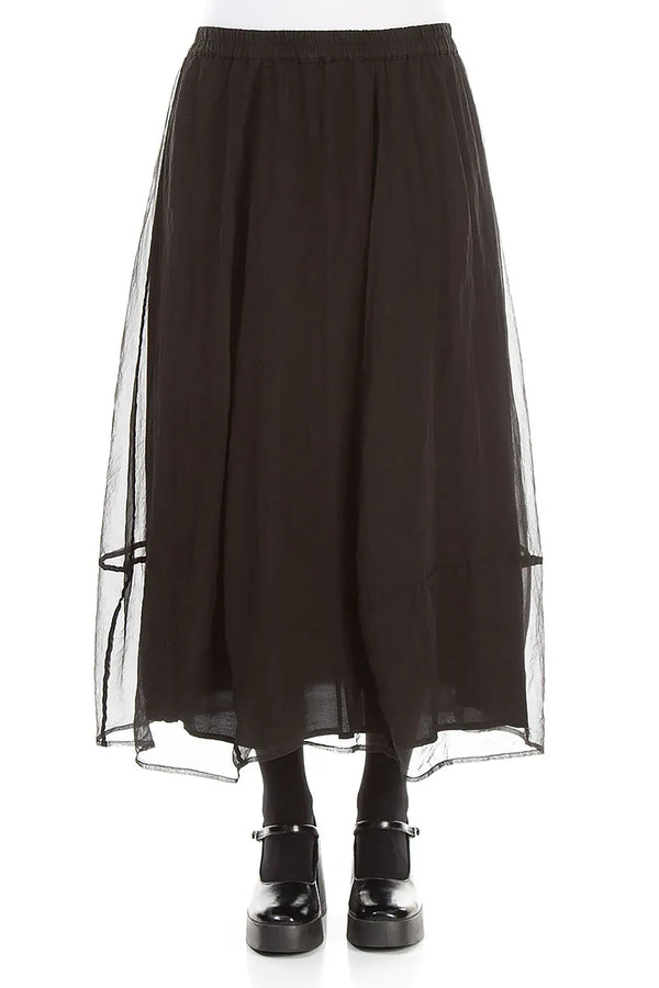 Fluid Black Silk Chiffon Skirt 1