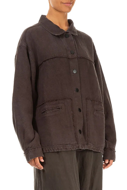 Forest Brown Heavy Linen Jacket 3