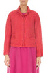 Frayed Edge Pink Orange Check Linen Jacket 1