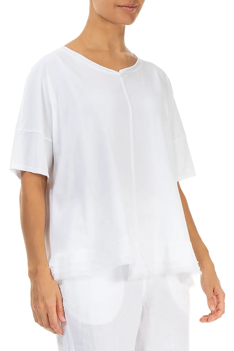 Frayed Hem Off White Cotton Top 3