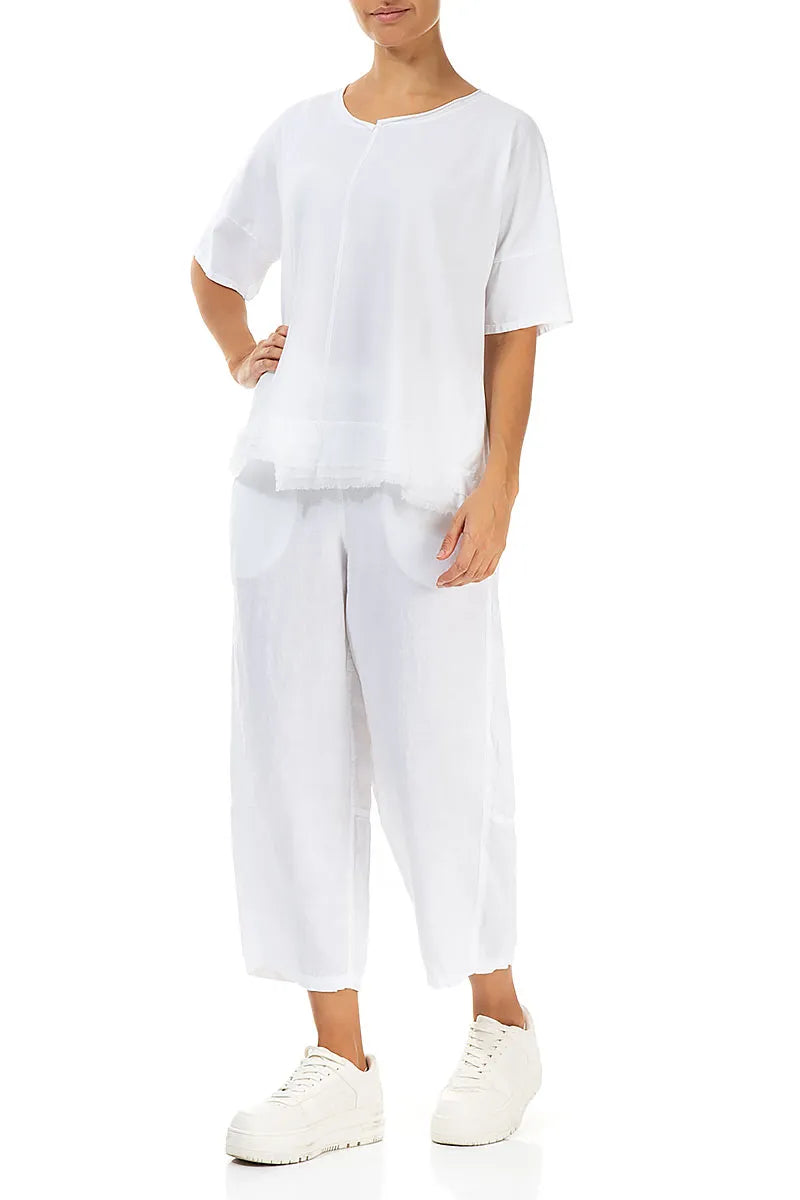 Frayed Hem Off White Cotton Top 4