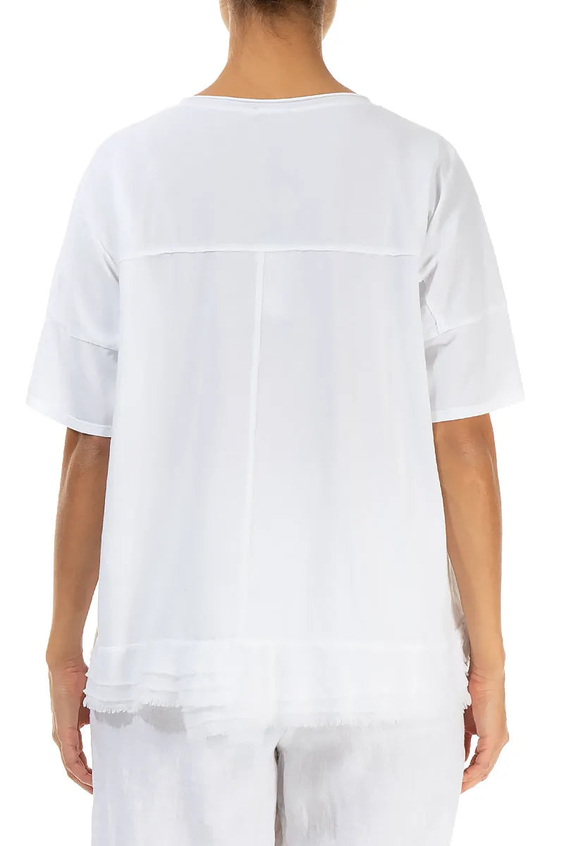 Frayed Hem Off White Cotton Top 2