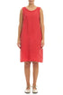 Frayed Neckline Sleeveless Pink Orange Check Linen Dress 1