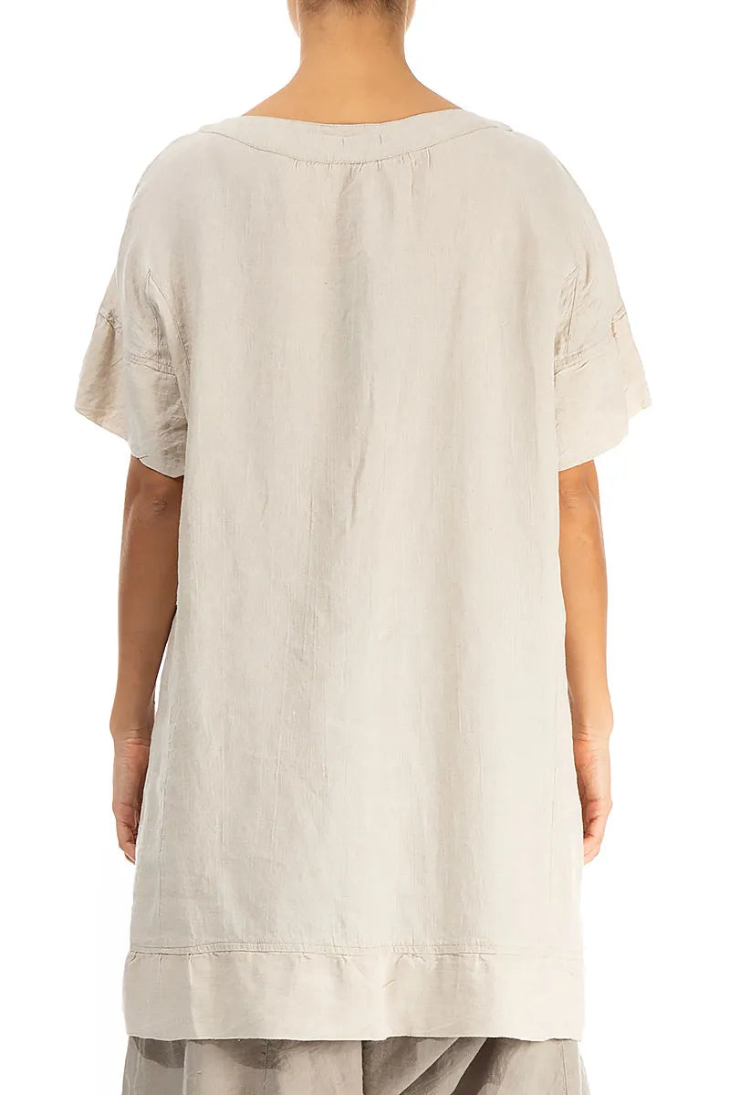Frill Detail Natural Linen Tunic Dress 2