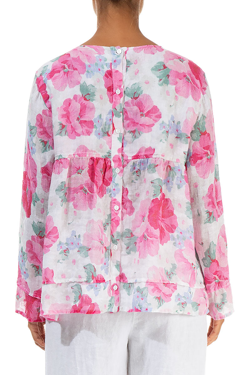 Frill Peony Blossom Gauze Linen Blouse 2