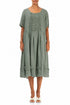 Frill Sage Gauze Linen Dress 1