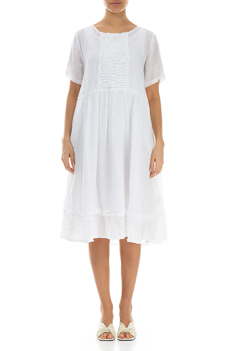 Frill White Gauze Linen Dress 1